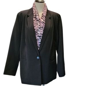 SIMPLY VERA VERA WANG Black Blazer with Pink Animal Patterned Scarf